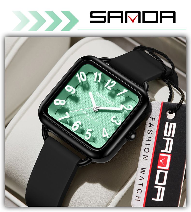 Stylish Minimalist Square Watch With Large Numerals, Waterproof Quartz Movement, Lightweight Silicone Strap For Students And Everyday Wear_voghion.com