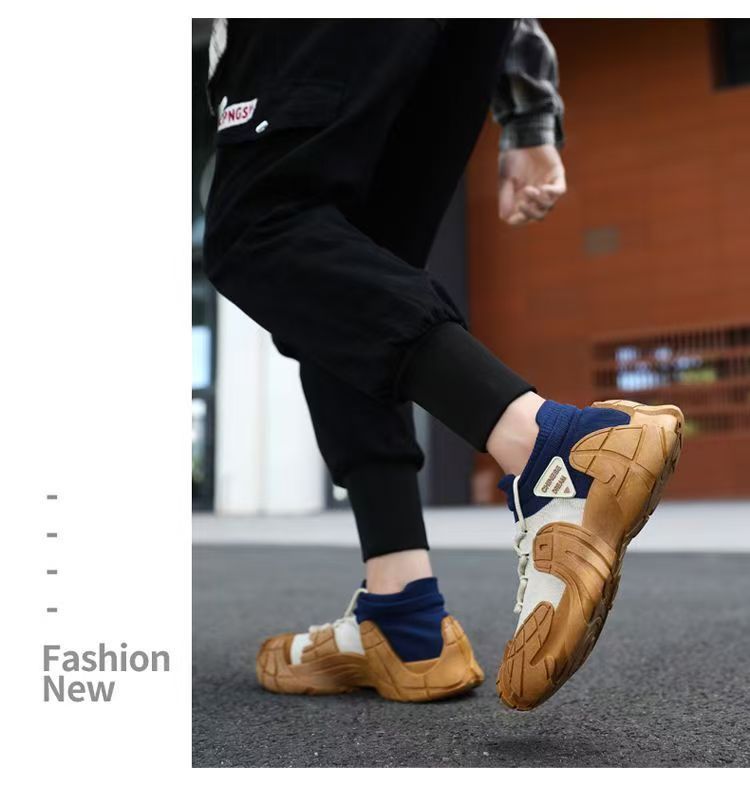 Men's New Thick-Soled Lightweight Sock Mouth Casual Shoes Youth Fashion Color-Block Sneakers_voghion.com