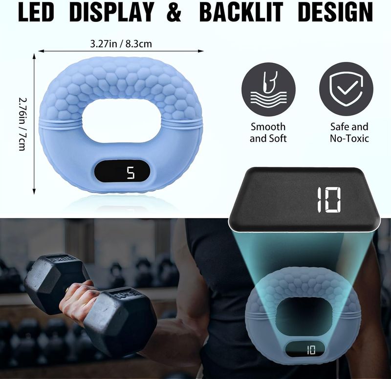 Electronic Counting Grip Strength Device, Silicone Grip Ring Hand Strength Training Device for Rehabilitation Training_voghion.com