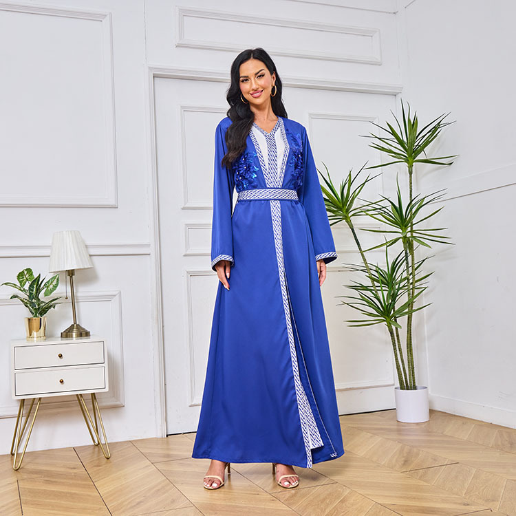 Women's Middle East Arab Muslim robe embroidered cardigan two-piece new dress robe_voghion.com