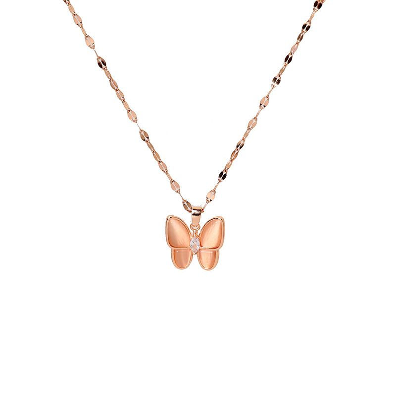 Moda popolare giapponese coreano accessori rete rosso e bianco Fritillaria farfalla collare catena minimalista occhio di gatto_voghion.com