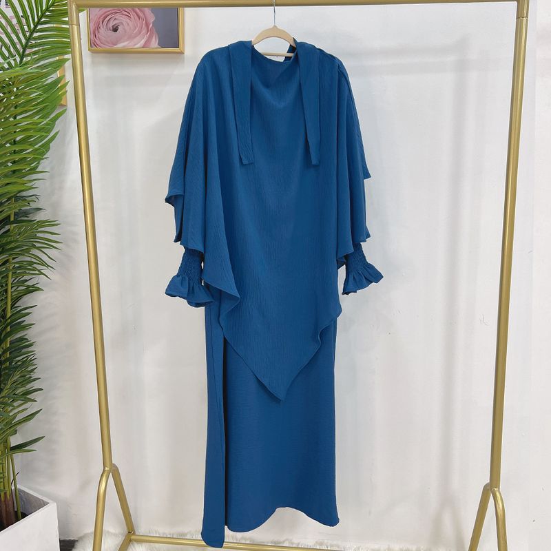 Damenbekleidung Dubai Türkisches einfarbiges Kleid mit Kopftuch LR591 + Hj907_voghion.com