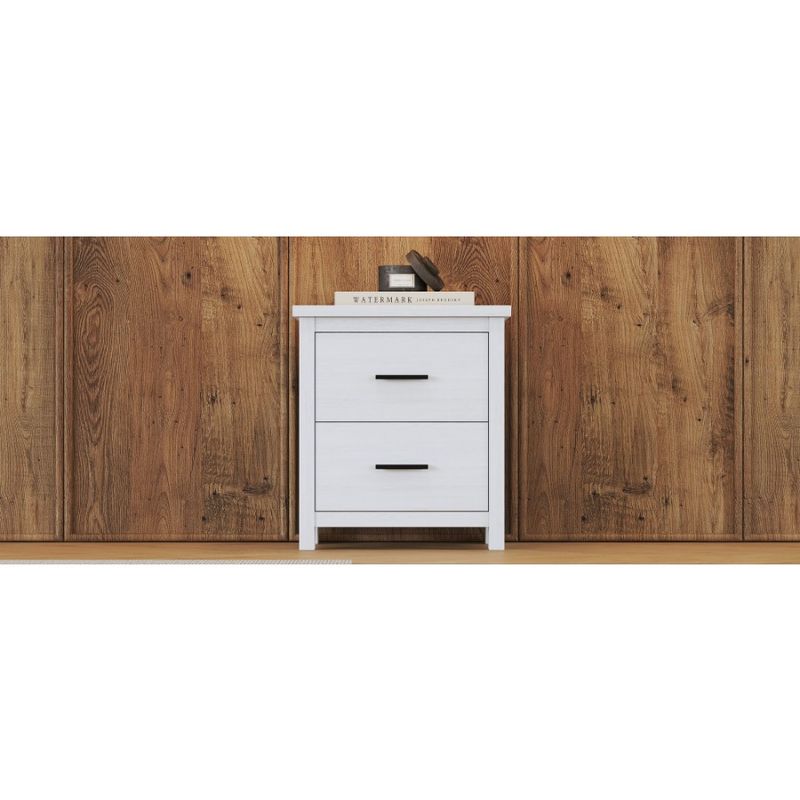 Two And White Wooden Drawer Nightstand Simple Vintage Space Storage Generous Large_voghion.com