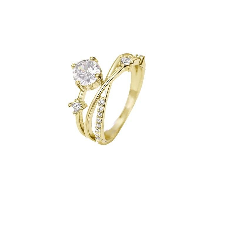 Anello da donna super lucido con orbita cosmica, in stile francese, di lusso, dal design unico, elegante, per dito indice._voghion.com