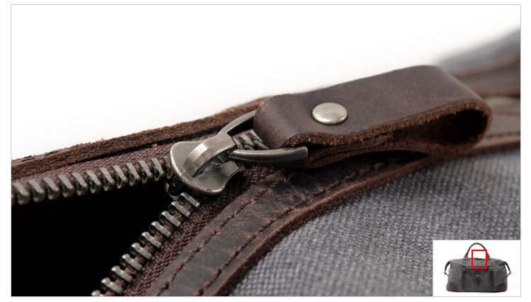 Large Capacity Canvas Tote Bag, Men's Leather Travel Bag, Casual Simple_voghion.com