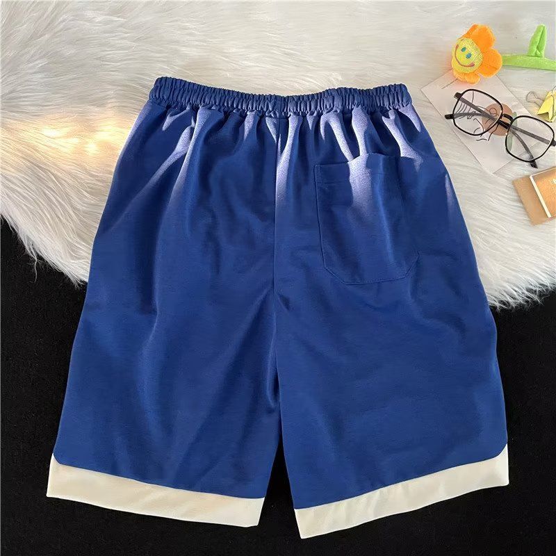 High Street Amerikanische Basketball-Shorts für Herren, Alphabet-Stickerei, Kordelzug, über dem Knie, 5/4, schnelltrocknend, Lauftraining_voghion.com