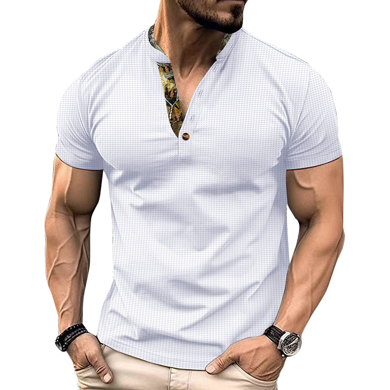 Maglietta polo da uomo con risvolto, nuova, alla moda, in twill di cotone, di grandi dimensioni_voghion.com