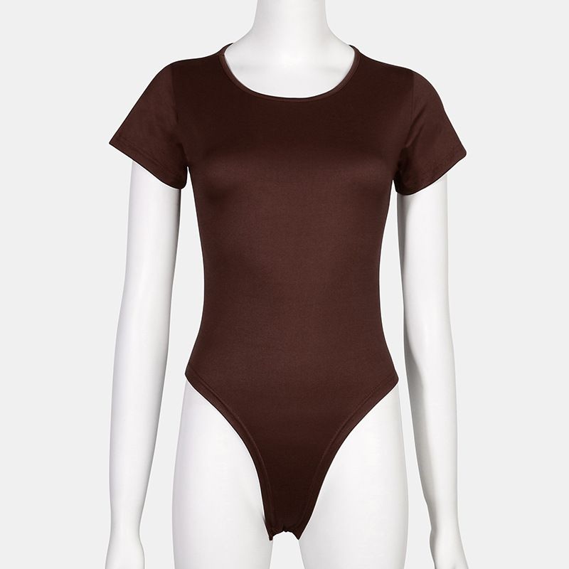 Body da donna taglie forti, tutto in uno, scollo rotondo, slip a maniche corte_voghion.com