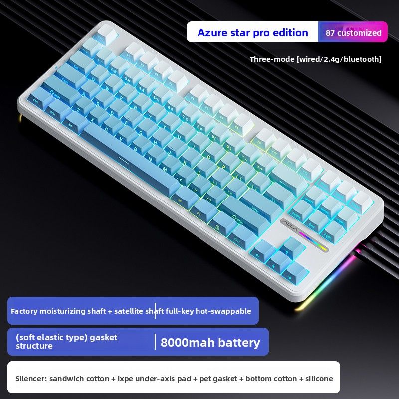 Tarantula F87Pro Mechanische Tastatur, kabellos, individuell anpassbar, drei Modi, Bluetooth, Computerspiel, E-Sport, spezielle seitlich gravierte Tastenkappe_voghion.com