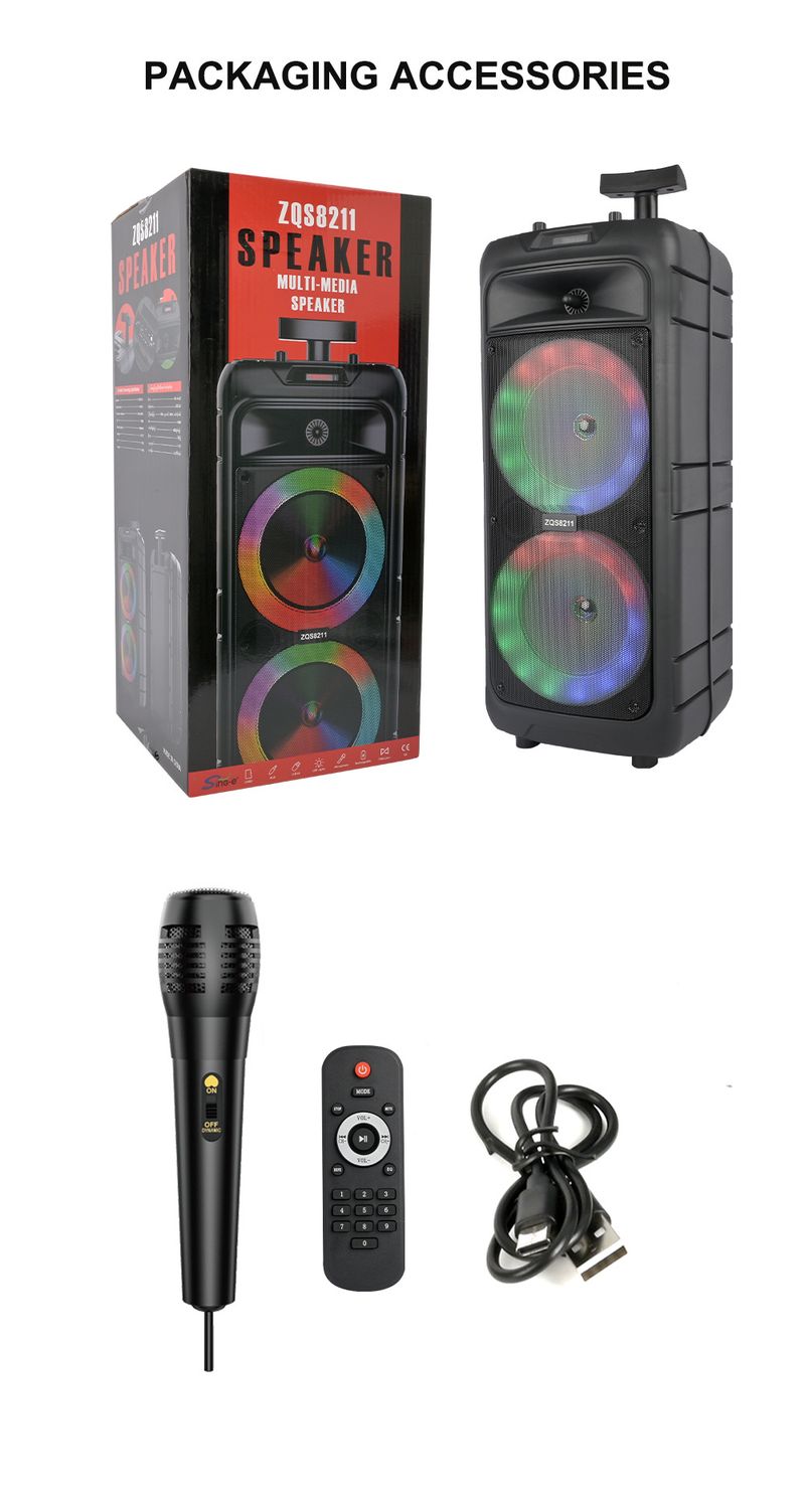 ZQS8211 Mit Display Bildschirm Radio Bluetooth Lautsprecher Subwoofer Drahtlose Bluetooth Dual 8-zoll Lautsprecher_voghion.com