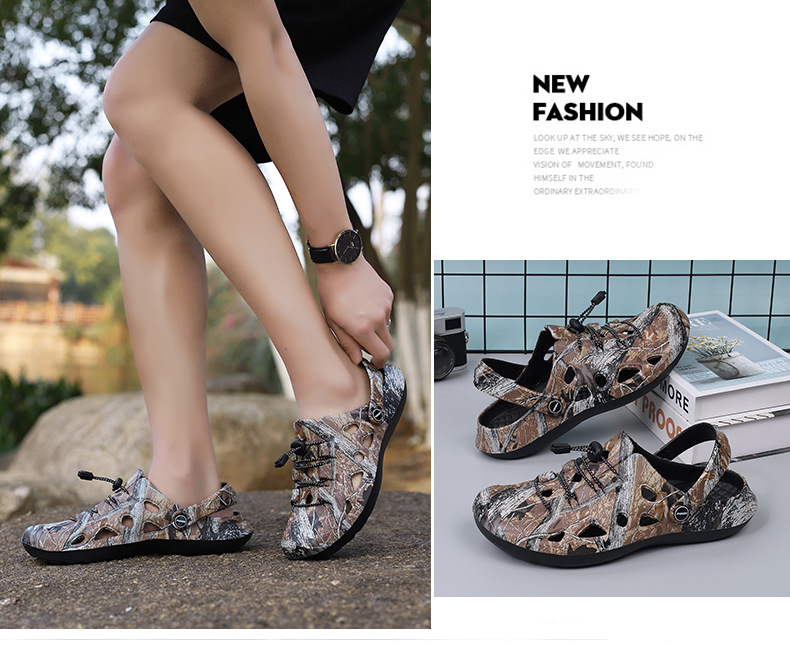 2024 Neue große Lochschuhe für Herren, Freizeit, Outdoor, dicke Sohle, atmungsaktive Strandsandalen_voghion.com