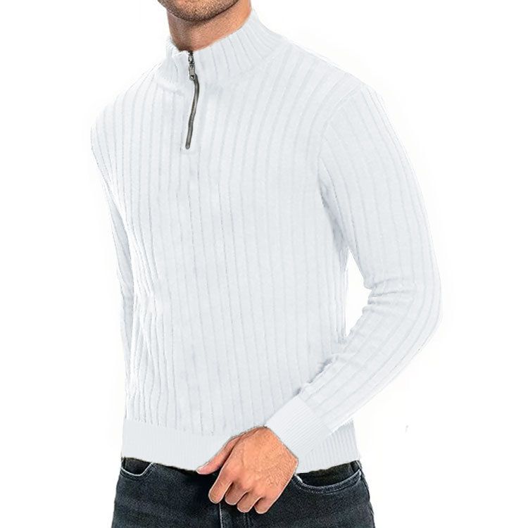 Herren-Strickpullover mit Halbrollkragen – Slim-Fit-Pullover mit Reißverschluss für Herbst und Frühling (atmungsaktives Polyester, minimalistisches Basic fürs Büro und die Freizeit)_voghion.com
