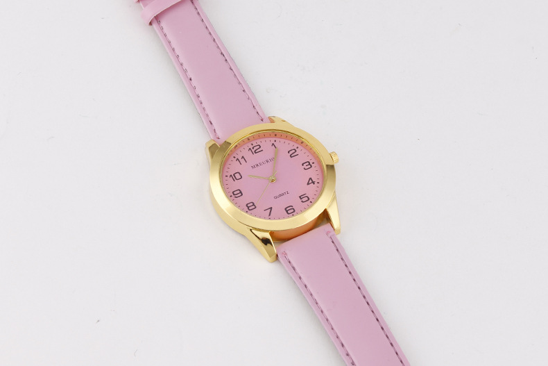 Digital color women's fashionable leather strap, quartz watch, large dial_voghion.com