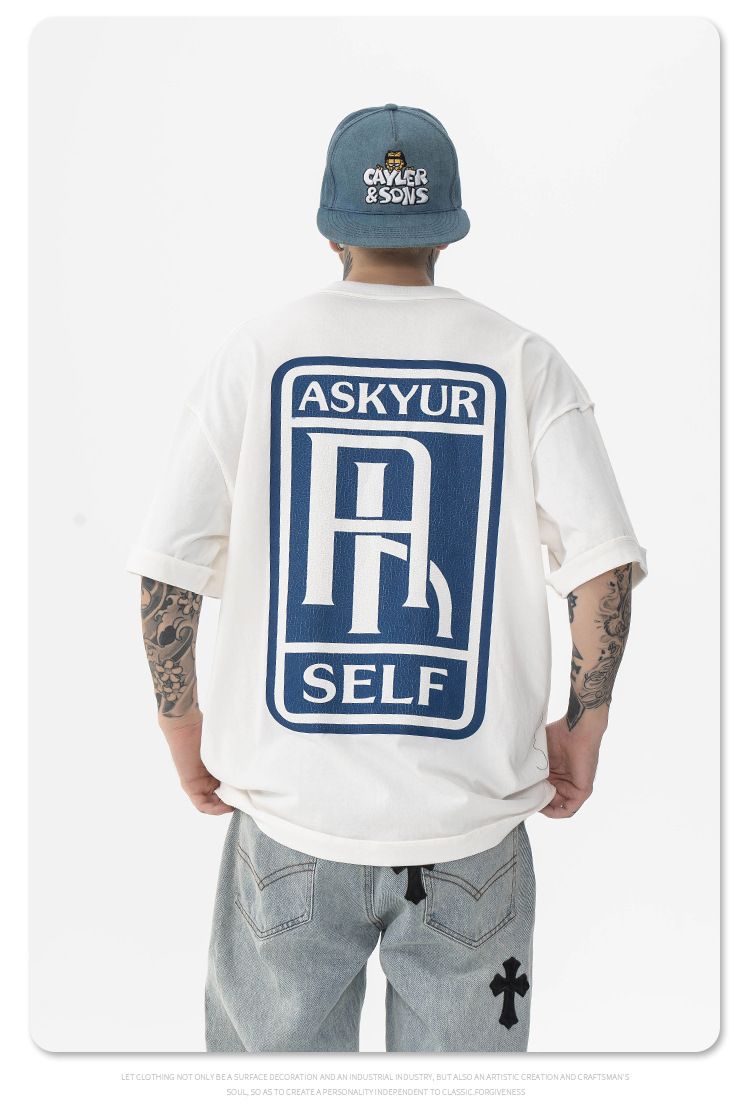 MERCURY FG Herrenbekleidung | 2024 Frühjahr/Sommer Neues Produkt Trendige Marke Alte Rückenlinie Groß bedrucktes Kurzarm-T-Shirt_voghion.com