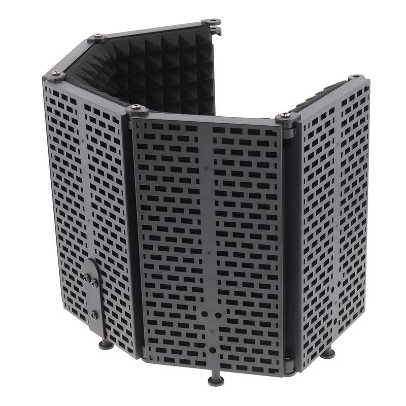 Microphone Isolation Shield 5-Panel Wind Screen Foldable 3/8" And 5/8" Threaded High Density Absorbing Foam For Live_voghion.com