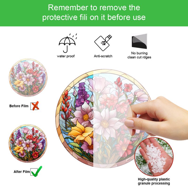 Mazzi di fiori, ciondolo per la casa Suncatcher in acrilico stampato su entrambi i lati, catena e ventosa per la consegna_voghion.com