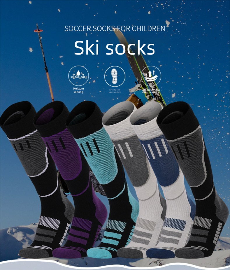 Dikke warme skisokken voor mannen en vrouwen, wintersportsokken met handdoek, hoge sokken voor bergbeklimmen_voghion.com