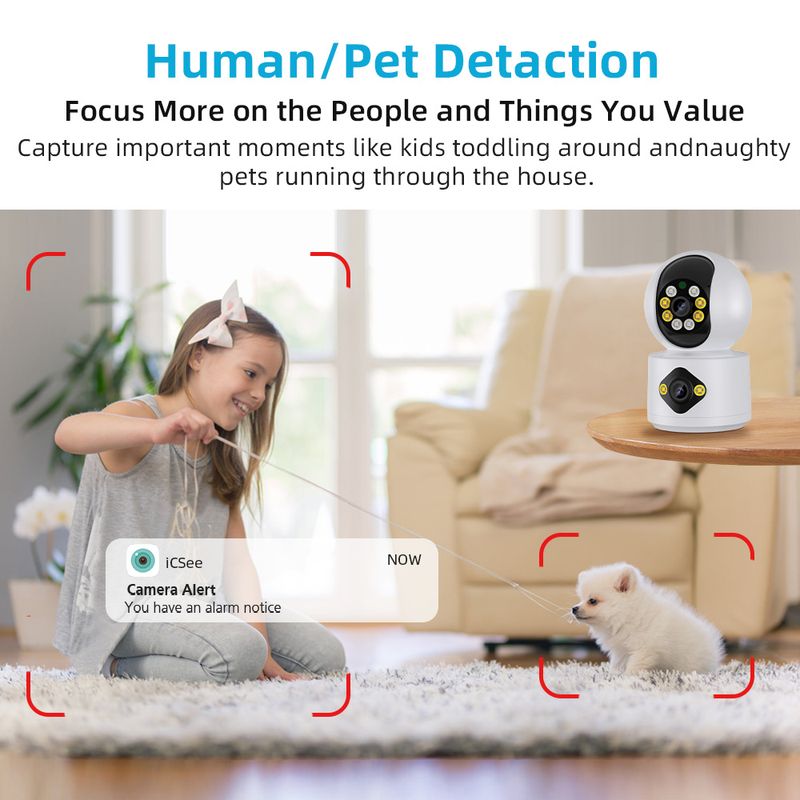ICSEE 6MP WiFi IP Babymonitor med dobbel linse Farge Nattsyn Menneskelig Automatisk Sporing Video Smart Hjem Overvåkingskamera_voghion.com