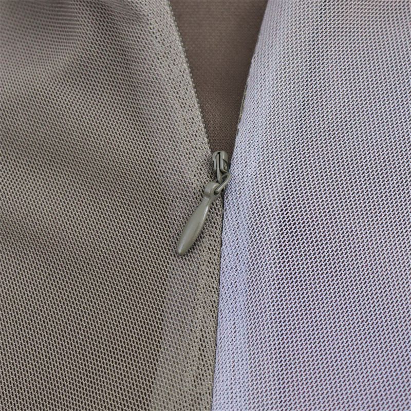 Chic Business Beige Denim Slim Size Dot Sleeve Neck Mini Maxi Winter Friendly End Zipper Solid Resistant Garment Outfit_voghion.com