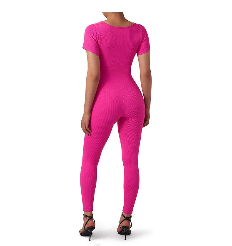 Vêtements pour femmes, nouvelle combinaison à manches courtes avec coussinets de poitrine, vêtements de fitness, combinaison de yoga sans couture_voghion.com