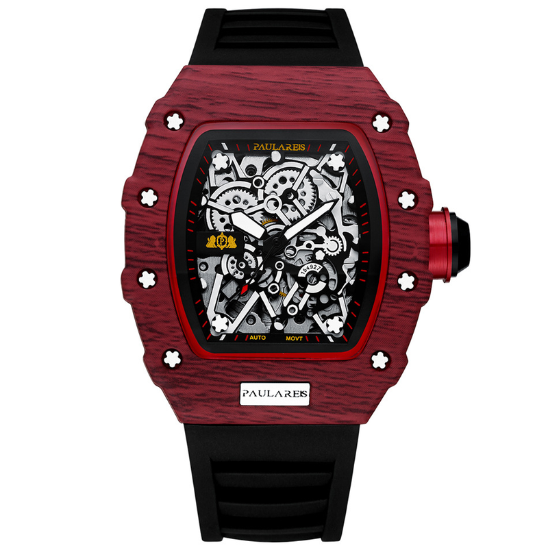 Full Automatic Mechanical Luminous Tape Richard Barrel Men's Watch_voghion.com