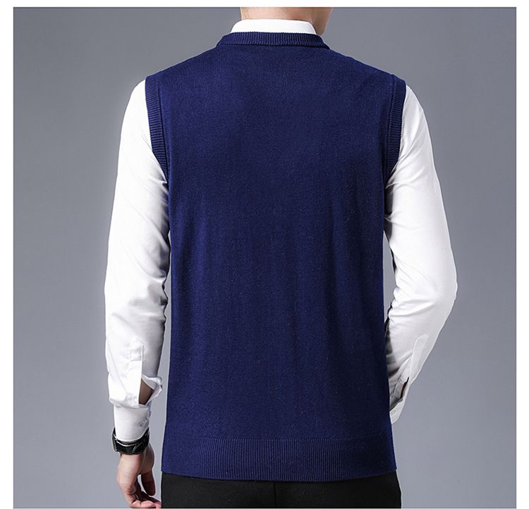 Ärmelloser Westepullover aus Wollmischung mit V-Ausschnitt für Herren – Karo- und Camouflage-Muster, schmale Passform, lässig und vielseitig für den Herbst_voghion.com