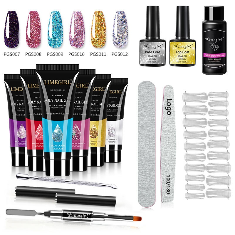 Set di strumenti per unghie in gel per extension Night Glow in polvere di cristallo brillante_voghion.com
