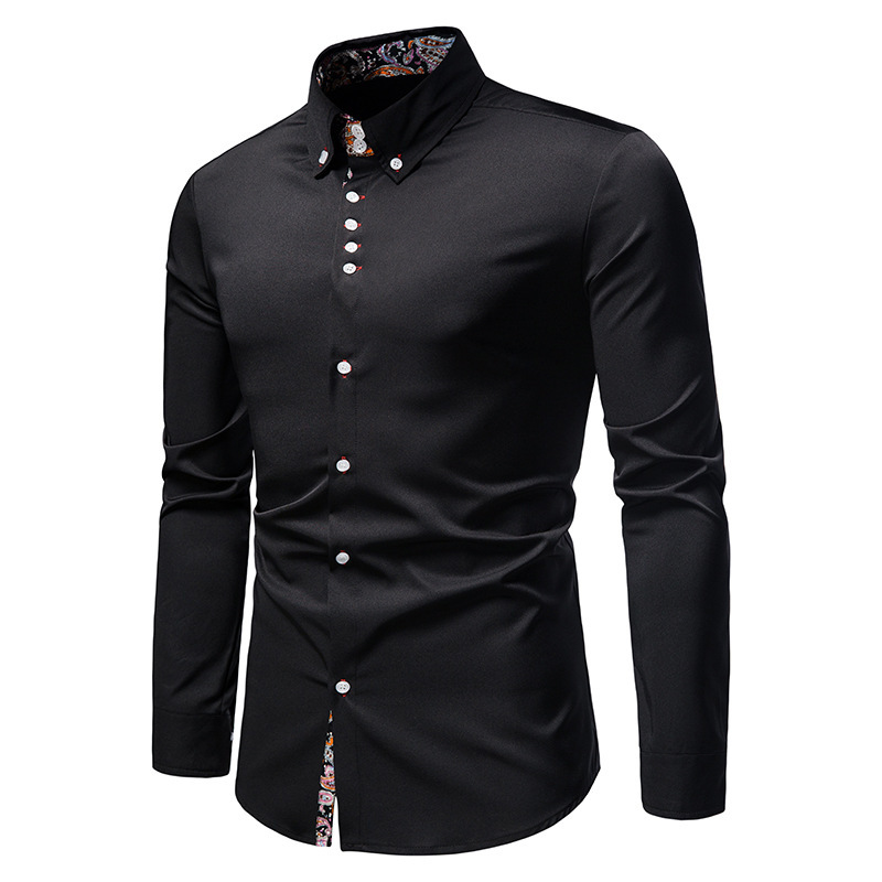 Abbigliamento da uomo Camicie a maniche lungheCamicie casual da ragazzo con risvolto slim fit color-block_voghion.com