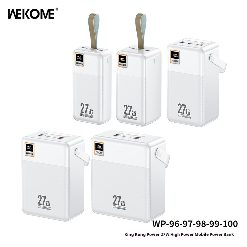 WEKOME Diamond Power Bank 100.000 mAh, tragbares 27-W-PD-Schnellladegerät mit LED-Licht, Notfall-Akkupack für den Außenbereich für Campingreisen, hohe Kapazität_voghion.com