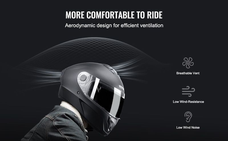 VEVOR Full Face Motorcycle Helmet Motocross Helmet With Bluetooth Slot_voghion.com