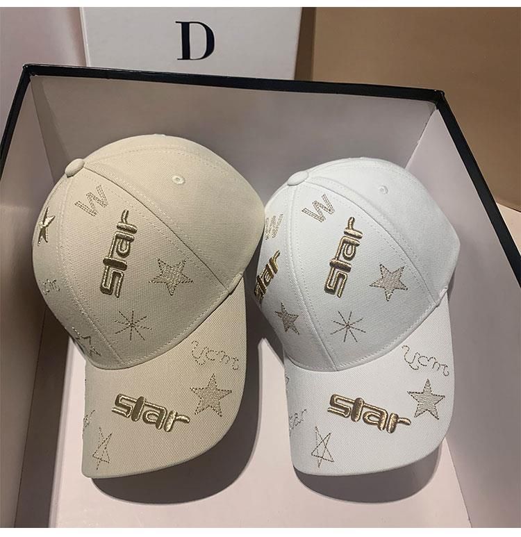 Broderad bokstäver femkantig stjärna basebollkeps, trendig Instagram-ansiktsdisplay, mångsidig vårshopping, avslappnad_voghion.com
