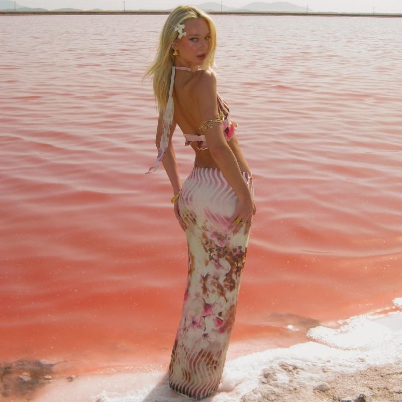 Women's Clothing Summer New Halter Neck Printing Sexy Holiday Leisure Suit_voghion.com