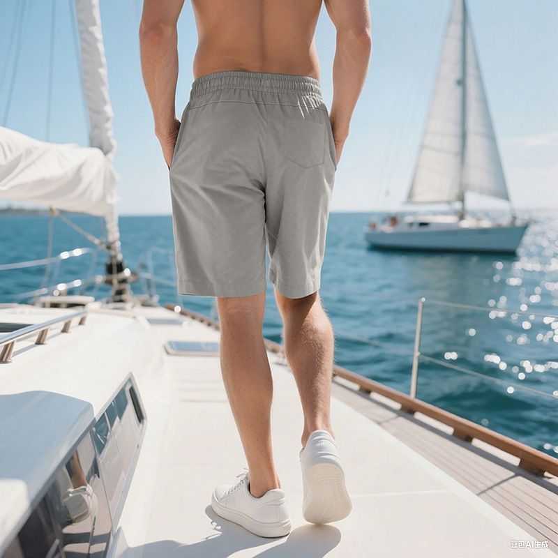 Pantalones cortos de playa para hombre, de verano, con cordón cruzado, talla grande_voghion.com