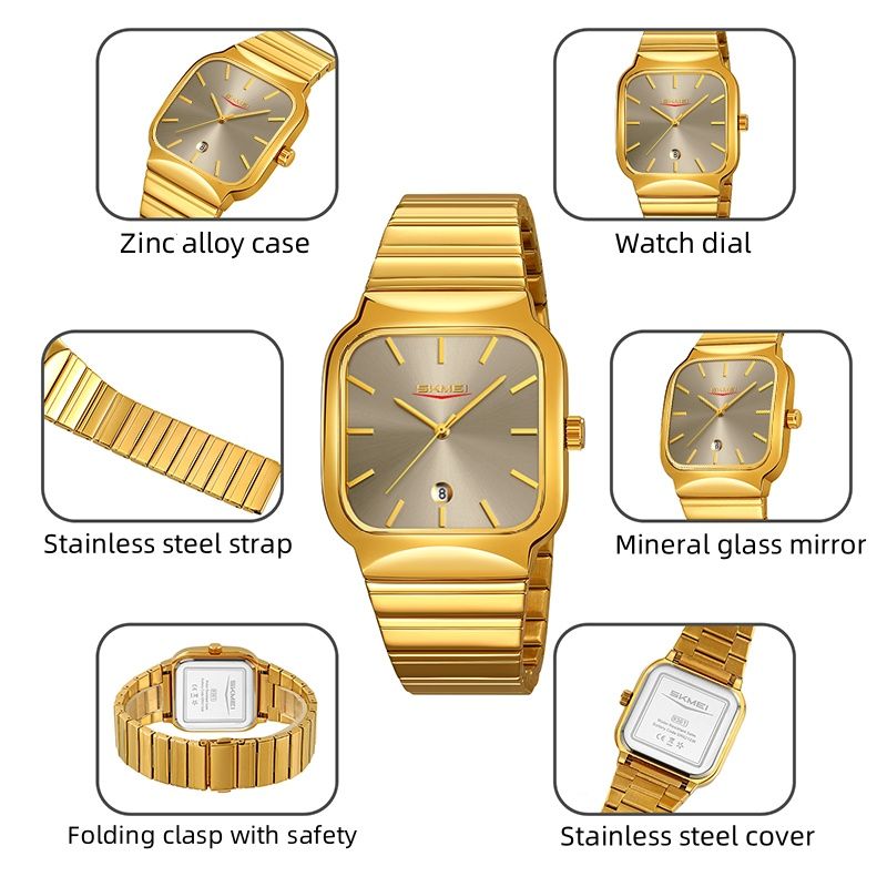 Orologi da polso unisex al quarzo di lusso con cinturino in acciaio inossidabile, analogico, con display della data, alla moda, impermeabili_voghion.com