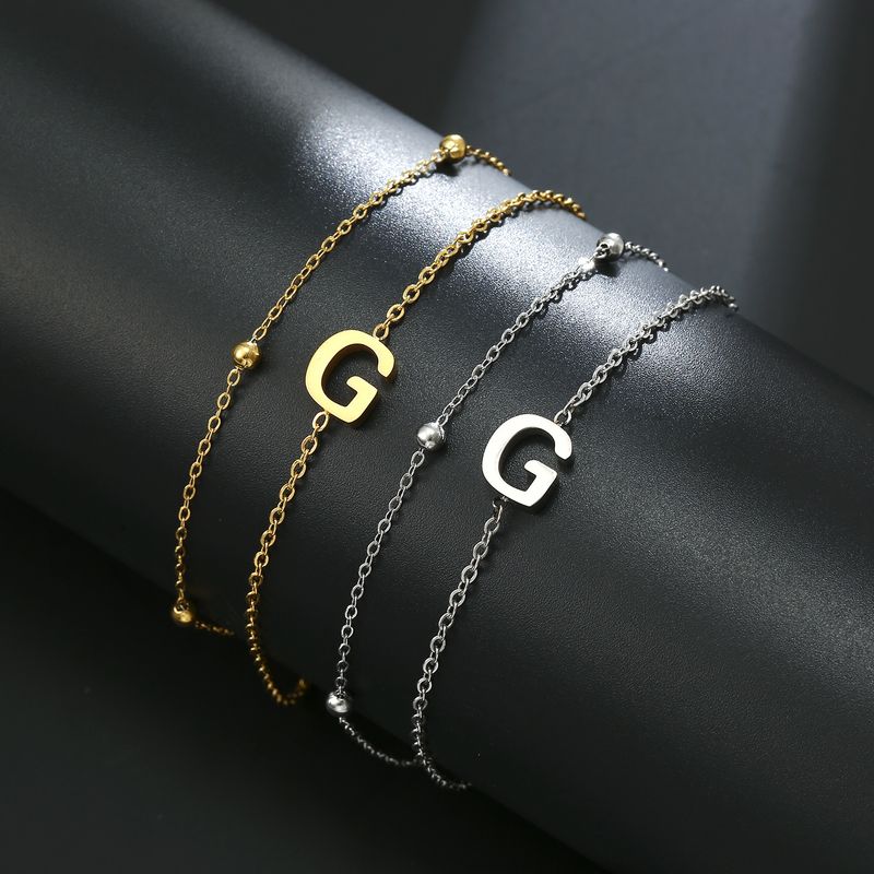 Titanium Stol Armband personaliséiert Moud geschnidden Edelstahl 26 Englesch Buschtawen Duebel Schicht Ronn Perlen Armband_voghion.com