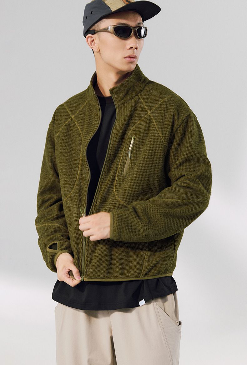 Suéter de invierno 2025 para hombre, chaqueta deportiva de forro polar para exteriores, con cuello alto, cremallera y calefacción de nido de abeja._voghion.com
