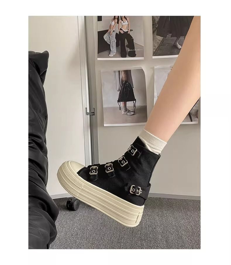 Denim Ankle Boots 2025 Fall/Winter New Women's Chunky Sole Height-Boosting Casual Shoes_voghion.com