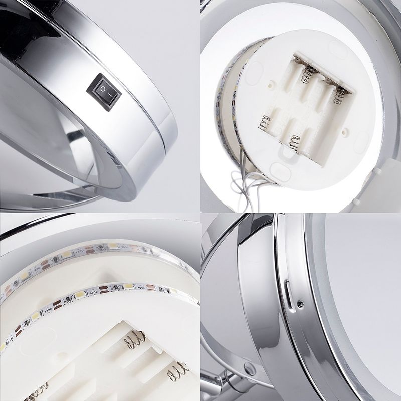 Miroir de maquillage mural à LED grossissant 5X, rotatif à 360°, éclairé, extensible, pivotant, cosmétique, avec lumière_voghion.com