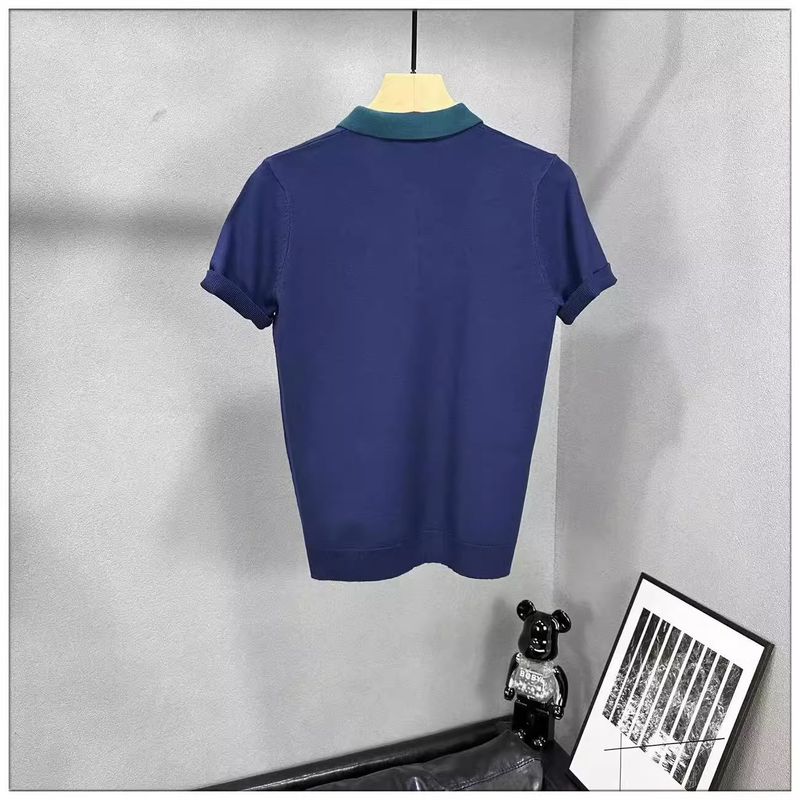 Herrenbekleidung Modische und elegante Herrenbekleidung, farblich passende Strick-T-Shirts mit kurzen Ärmeln und Kragen, Herrenoberteile, Poloshirts für junge Männer_voghion.com