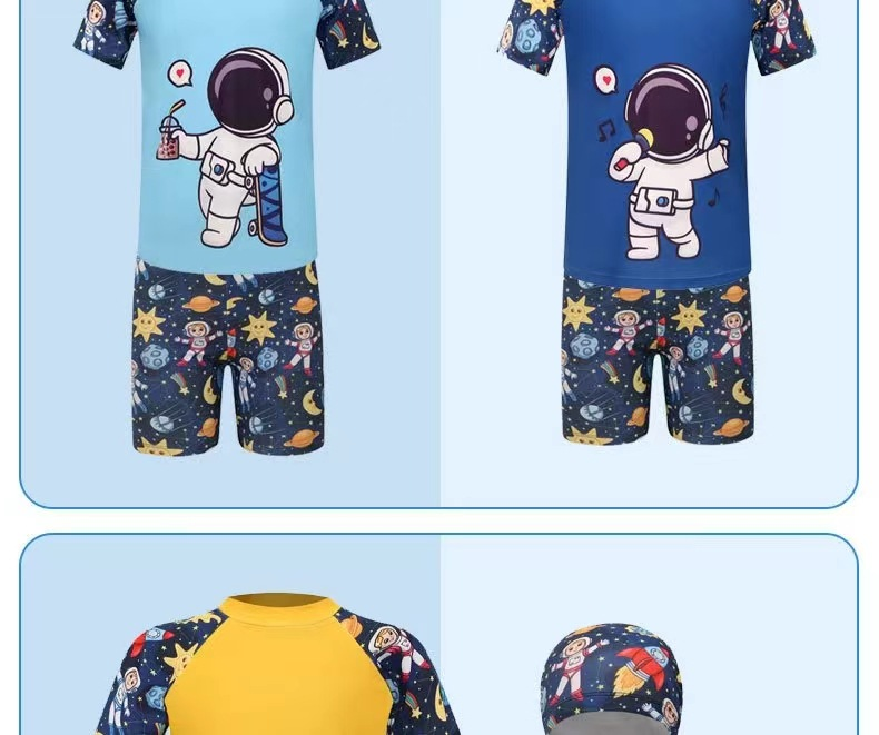 Mother&Kids Traje de baño para niños Traje de baño de secado rápido con protección solar de verano para niños Traje de baño dividido con dibujos animados para niños y niños pequeños_voghion.com