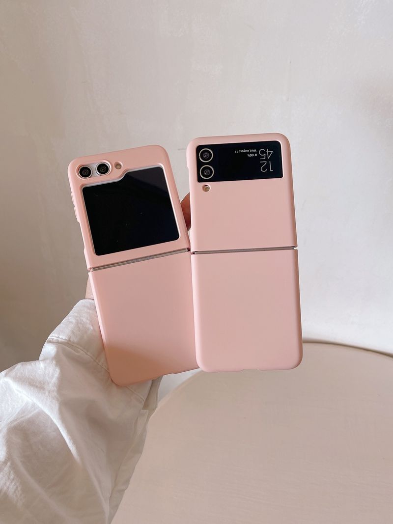 Simple solid color skin feeling Galaxyzflip5 folding protective case for Samsung zflip3/4 generation drop-resistant hard case_voghion.com