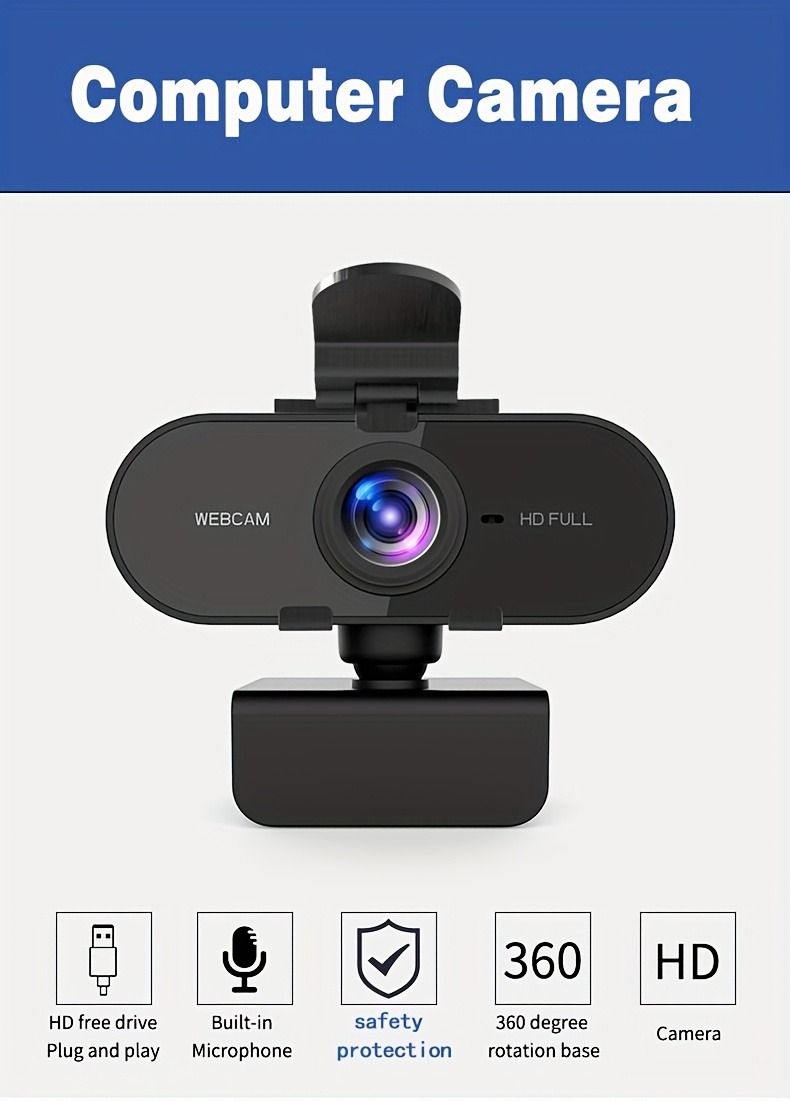 1080P Full HD Computer Webcam With Microphone Voice Call Conference Live Privacy Cover Stand Gaming Binding Live Web_voghion.com