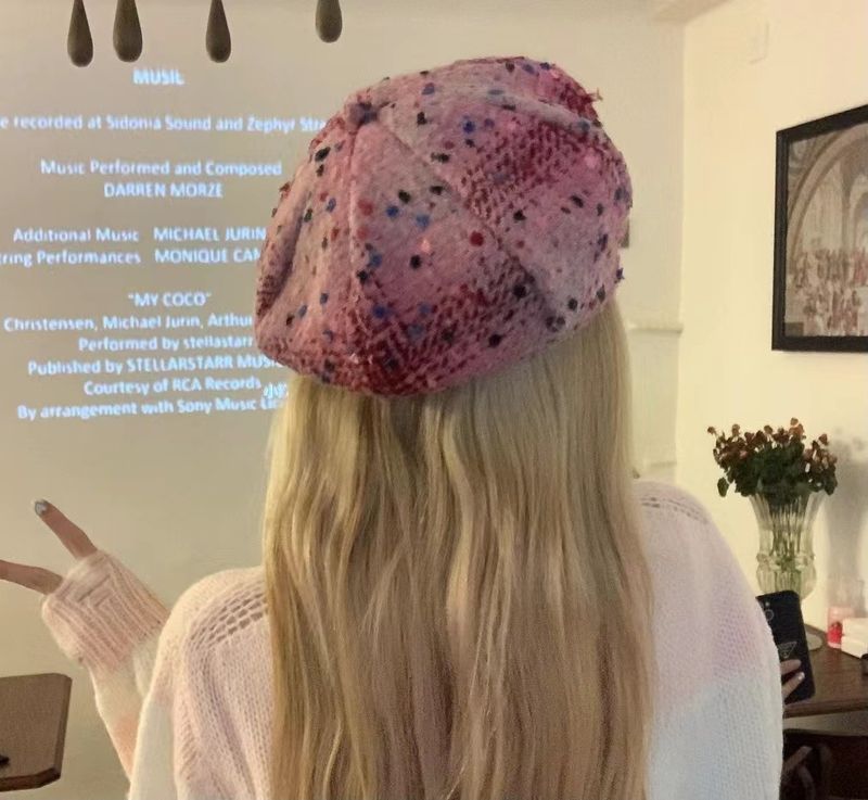Koreanische Instagram Rot Rosa Weihnachten Baskenmütze Frauen Herbst und Winter Stil Zeigen Gesicht Kleine Maler Achteckigen Hut_voghion.com