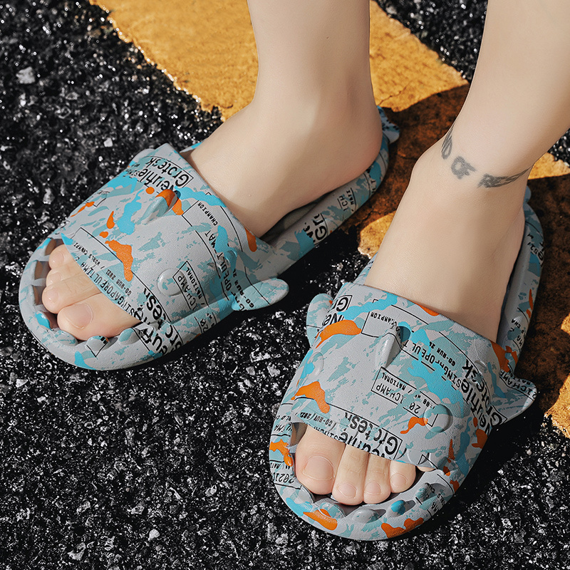 Hausschuhe Damen Sliders Herren Sandalen Open Toe Pillow Strandpantoffeln für Sommer Sliders Super bequeme Shark Sliders_voghion.com