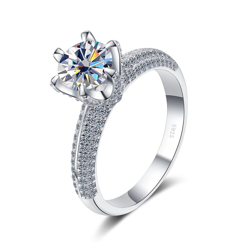Tancise ægte 1/2 karat D farve moissanite vielsesringe til kvinder Topkvalitet multifarve sterling sølv smykker_voghion.com
