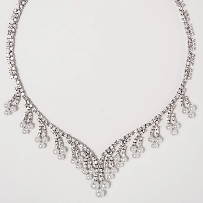 Übertrieben Kristall Strass Schlüsselbein Kette Perle Halskette Schmuck High-end Vielseitig Weibliche Licht Luxus Halsband_voghion.com