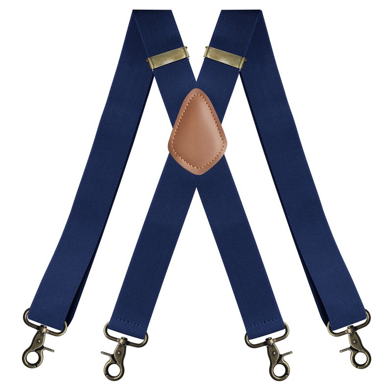 VOOTHOST Vintage Suspenders For Men Work Heavy Duty Big Tall 3.5cm Wide X-Shape 4 Bronze Snap Hooks Adjustable Elastic Trouser Braces F0213_voghion.com