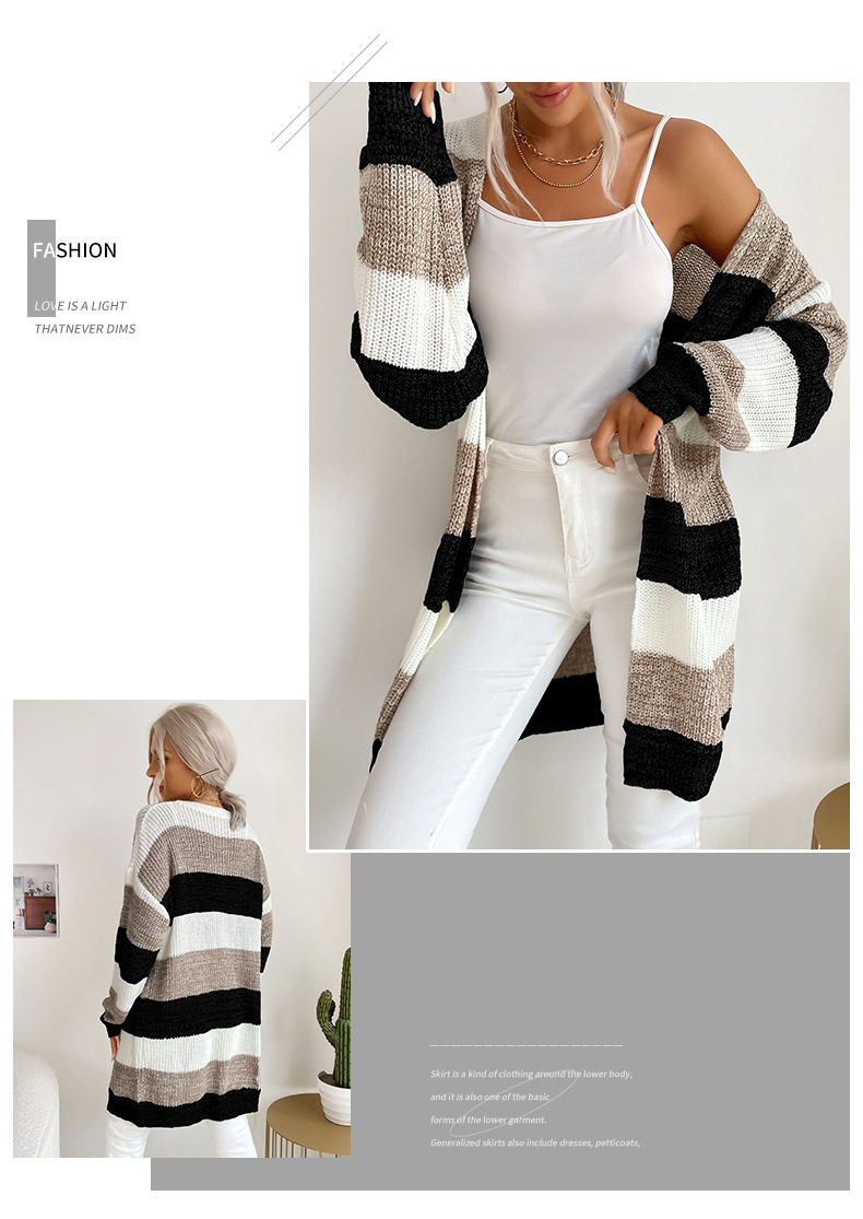 Πλεκτό πουλόβερ με ριγέ ζακέτα Design Feel_voghion.com