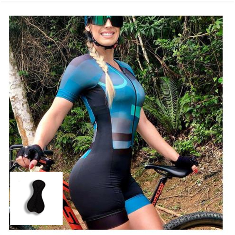 Vêtements de sport pour femmes, cyclisme en plein air et VTT, nouvelle combinaison d'été à manches courtes pour triathlon, respirante, coupe ajustée_voghion.com