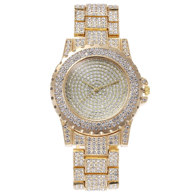 Gypsophila klocka Full diamant diamant stål bälte kvarts klocka + klocka armband set armbandsur set_voghion.com